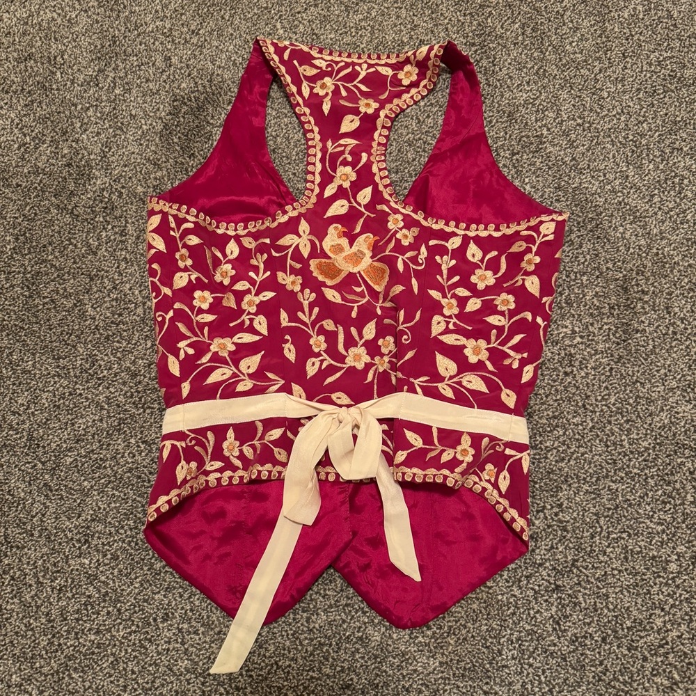 Plenty by Tracy Reese Vintage Button Up Vest with Embroidery - Picture 3 of 4